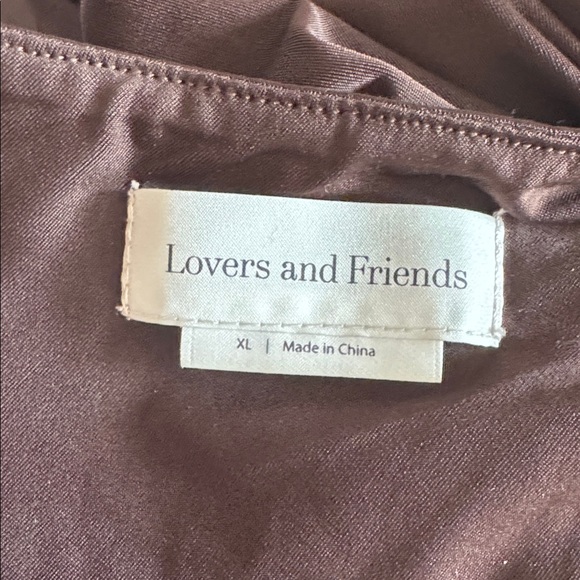 Lovers & Friends Odessa Espresso Brown Ruched Thin Strap Slip Maxi Gown size XL - Picture 7 of 12